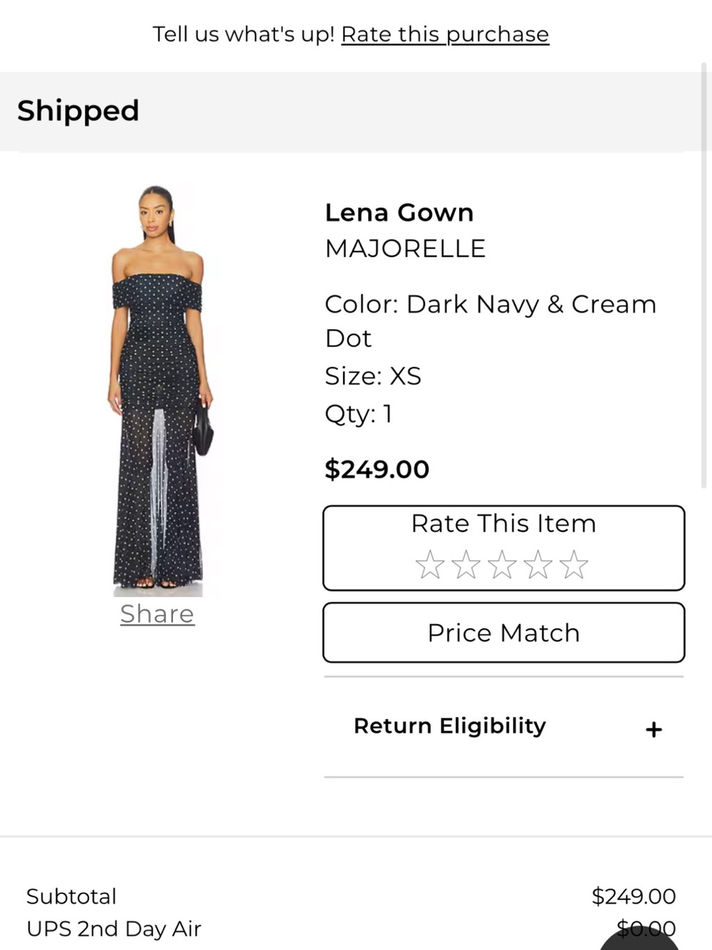 MAJORELLE Off-Shoulder Polka Dot Maxi Dress — Dark Navy & Cream